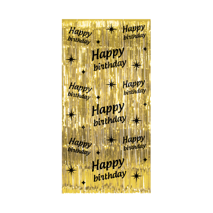 verjaardag versiering deurgordijn goud happy birthday