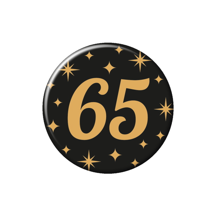 leeftijd button verjaardag 65 jaar badge