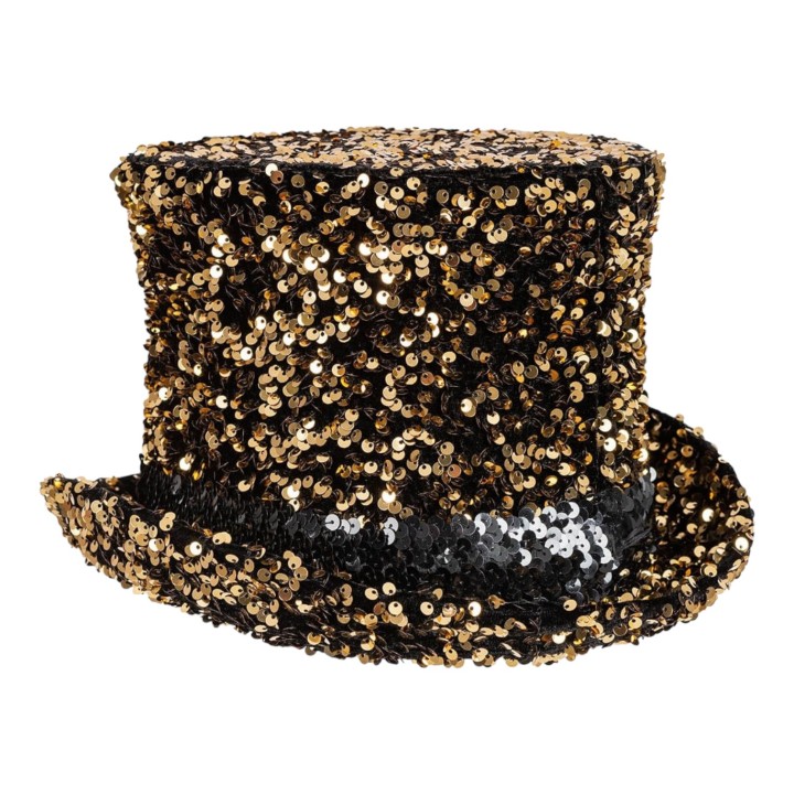 hoge pailletten hoed goud glitterhoed