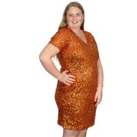 glitter palletten jurkje oranje kleedje dames