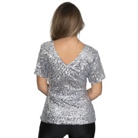 glitter palletten shirt zilver blouse dames
