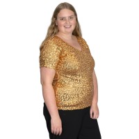 glitter palletten shirt goud blouse dames
