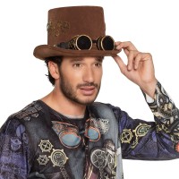 steampunk hoed met bril