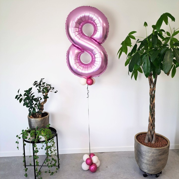 helium cijfer ballon roze 8