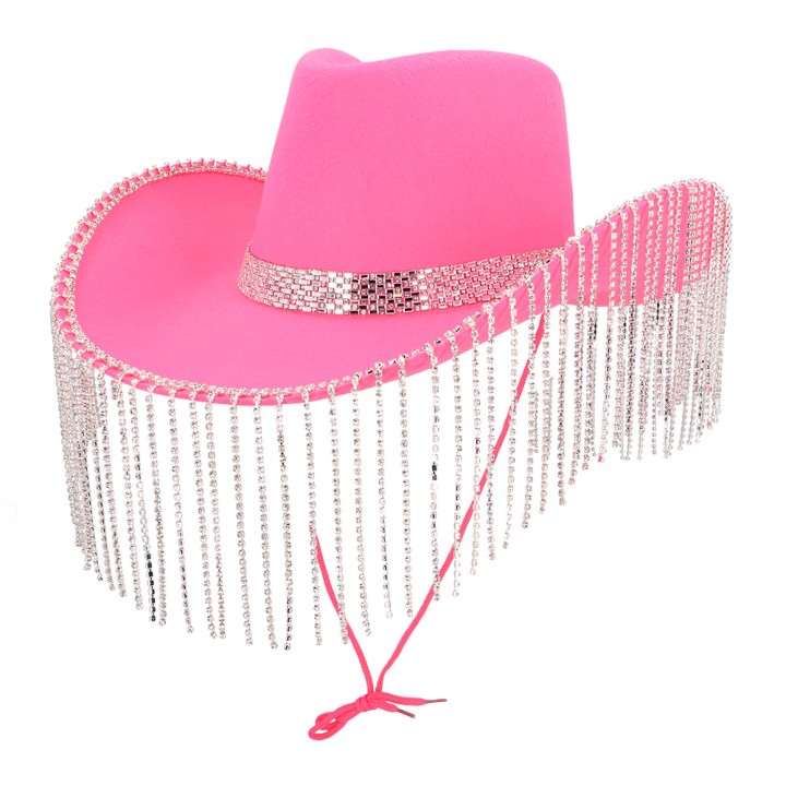 cowboyhoed roze glitter hoed festival