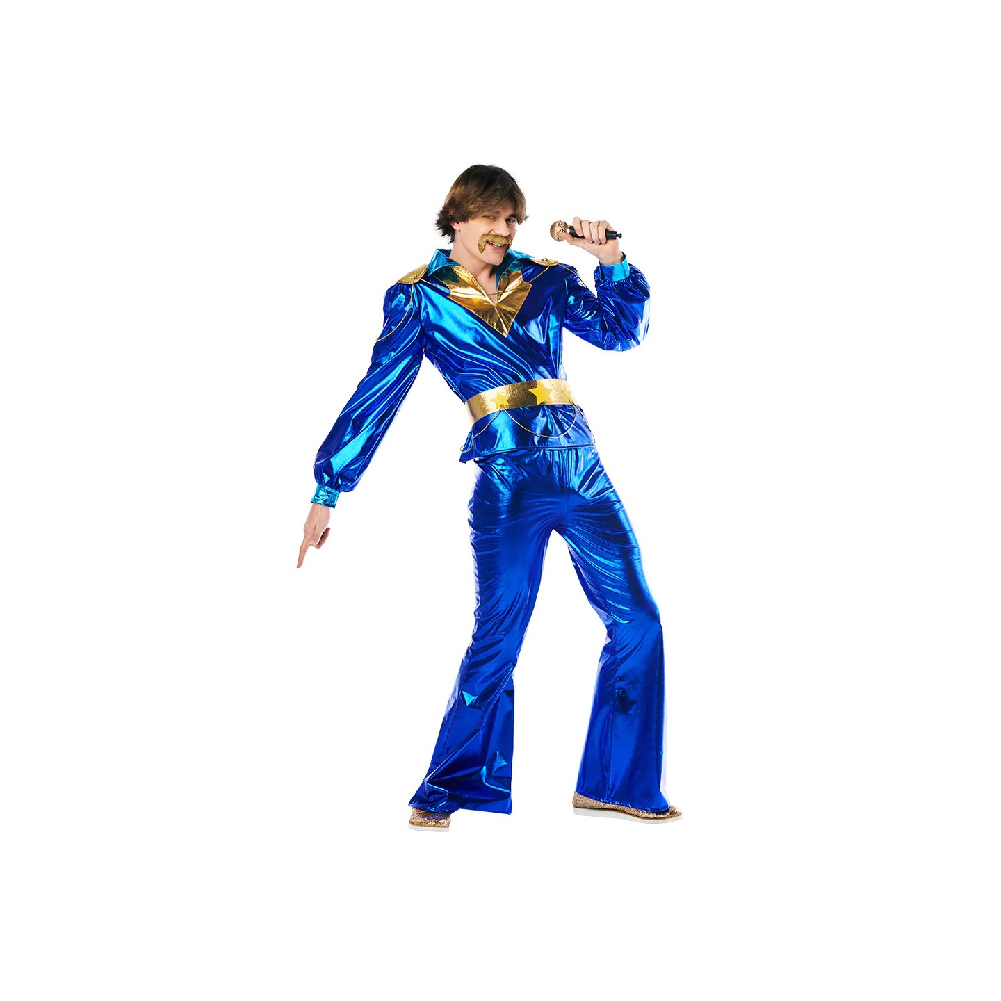 disco outfit heren blauw kostuum