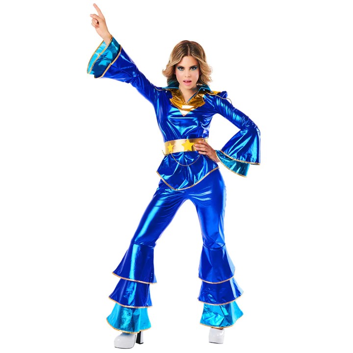 disco outfit vrouw blauw dames kostuum
