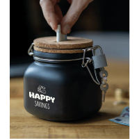 cadeau spaarpot met tekst happy savings