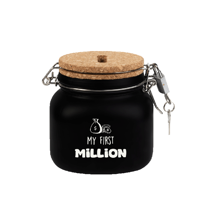 cadeau spaarpot met tekst My first million