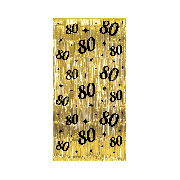 verjaardag versiering deurgordijn goud 80 jaar