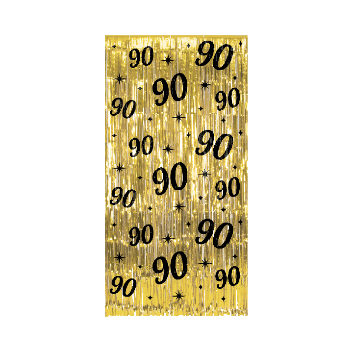 verjaardag versiering deurgordijn goud 90 jaar