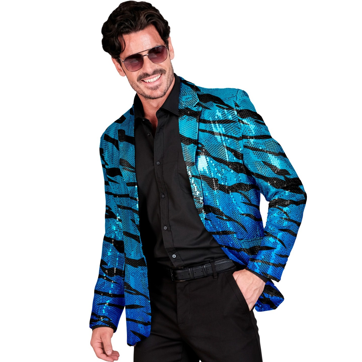 pailletten glitter blazer jasje blauw heren