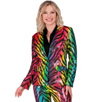 pailletten glitter blazer jasje regenboog dames