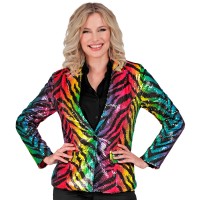 pailletten glitter blazer jasje regenboog dames