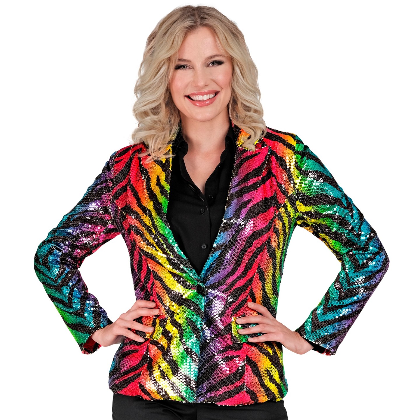 pailletten glitter blazer jasje regenboog dames