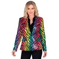 pailletten glitter blazer jasje regenboog dames