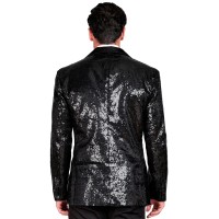 pailletten glitter vest heren zwart