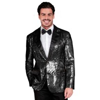 pailletten glitter vest heren zwart