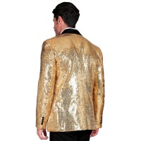 pailletten glitter vest heren goud