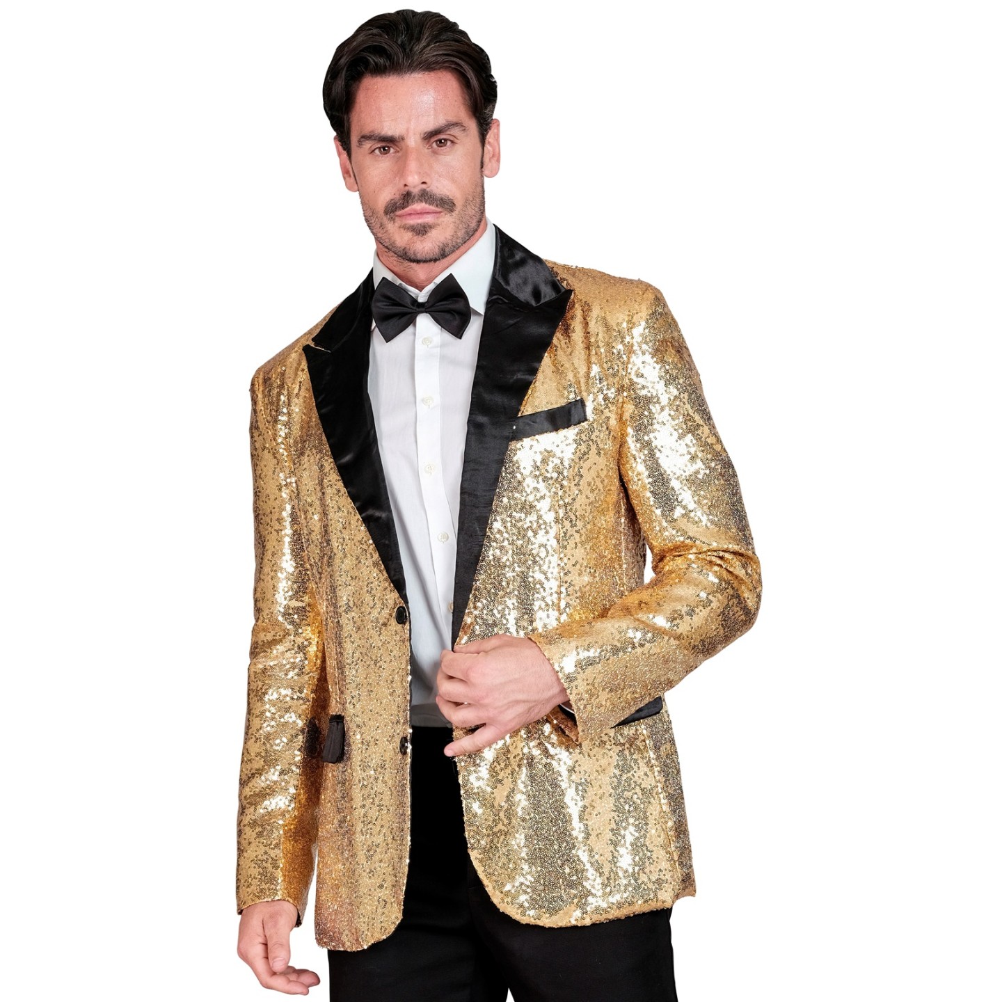 pailletten glitter vest heren goud