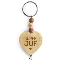 sleutelhanger hartje hout bedankt juf cadeau