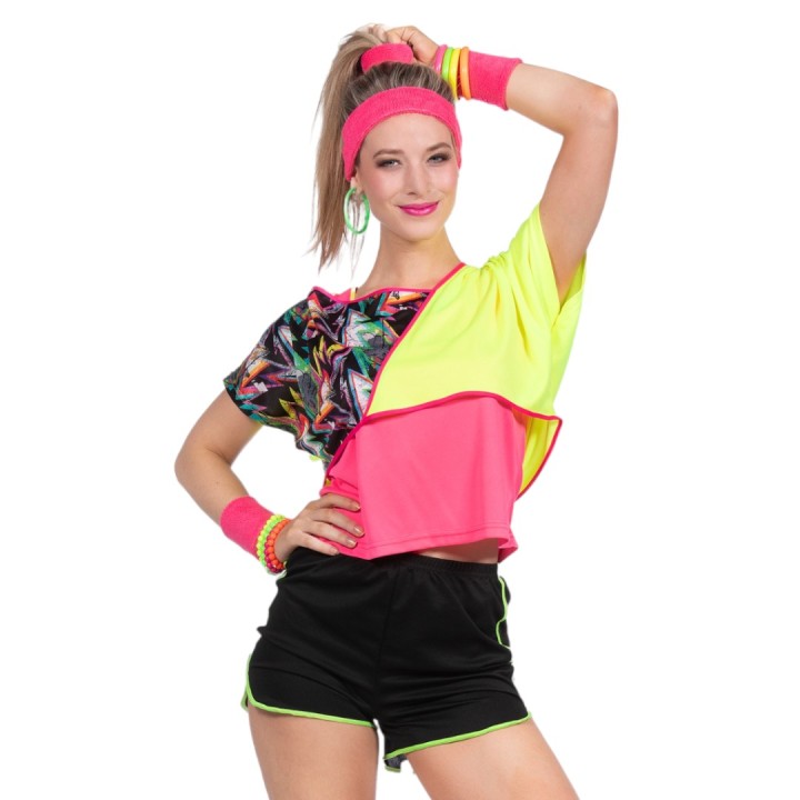 80's aerobics outfit fluo dames pakje