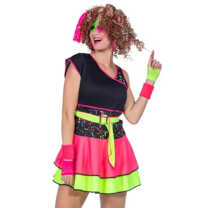 fluo 80's jurkje neon outfit dames