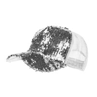 baseball pet cap pailletten zilver