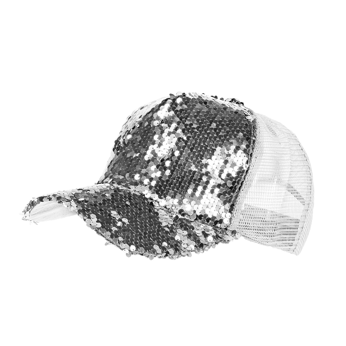 baseball pet cap pailletten zilver