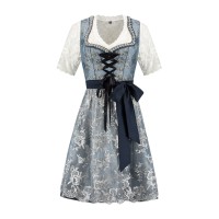 dirndl kleed blauw bloemen