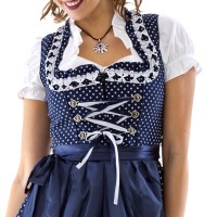 dirndl tiroler jurk blauw wit polkadot