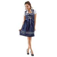 dirndl tiroler jurk blauw wit polkadot