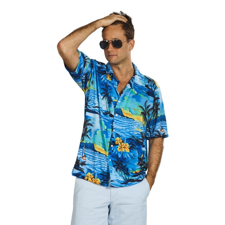 hawaii hemd heren shirt blauw