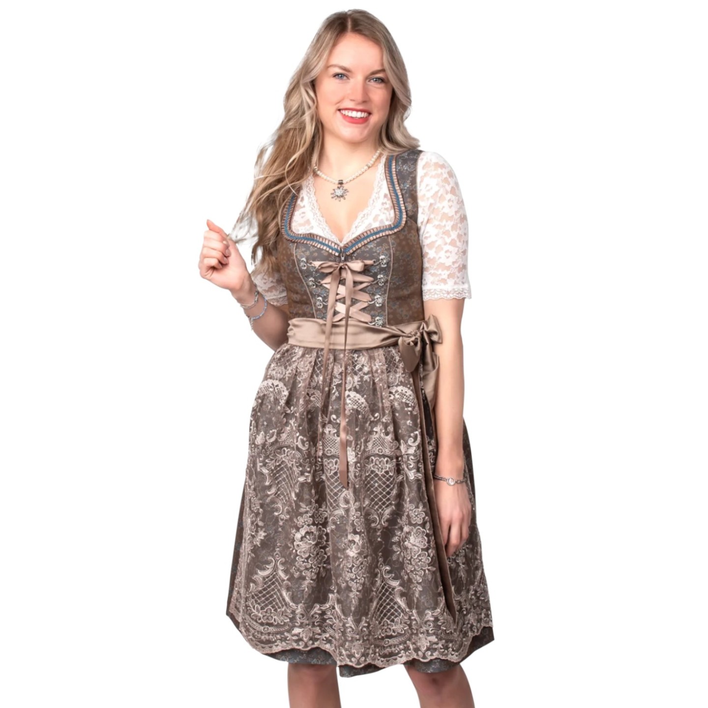 dirndl tiroler kleed bruin