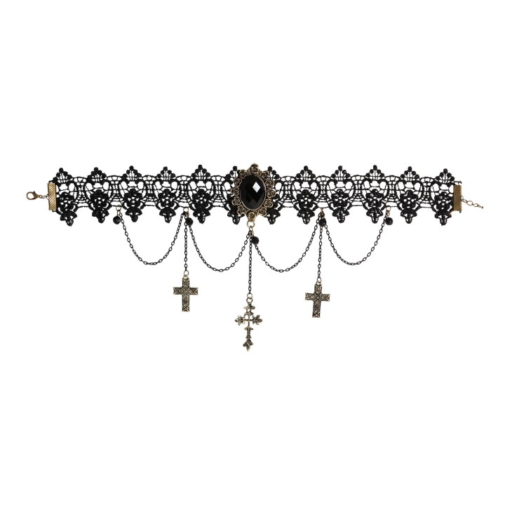 gothic choker zwart kant halloween