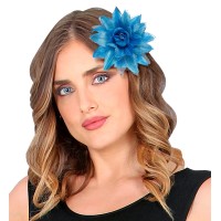 Hawaii bloem haarclip glitter blauw